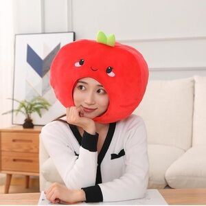 Plush apple hat costume accessory kids and adults